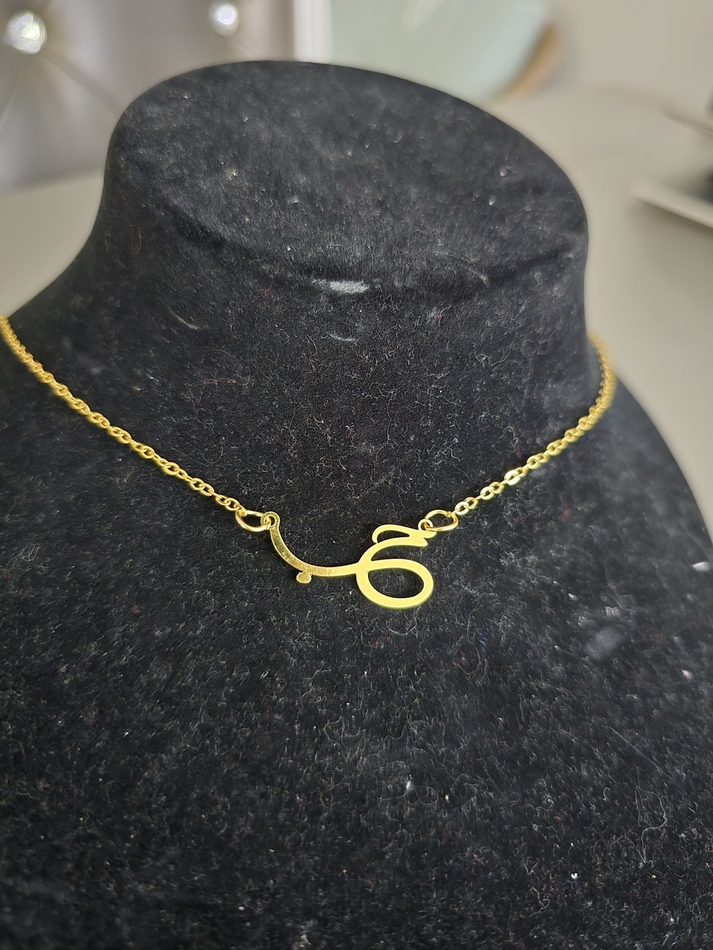 Gold Script Initial Necklace - Women Jewelry - Picture 2 of 7